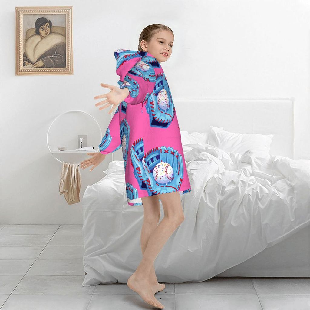 Youth Blanket Sweatshirt - Baseball Sprinkles Drip Hot Pink