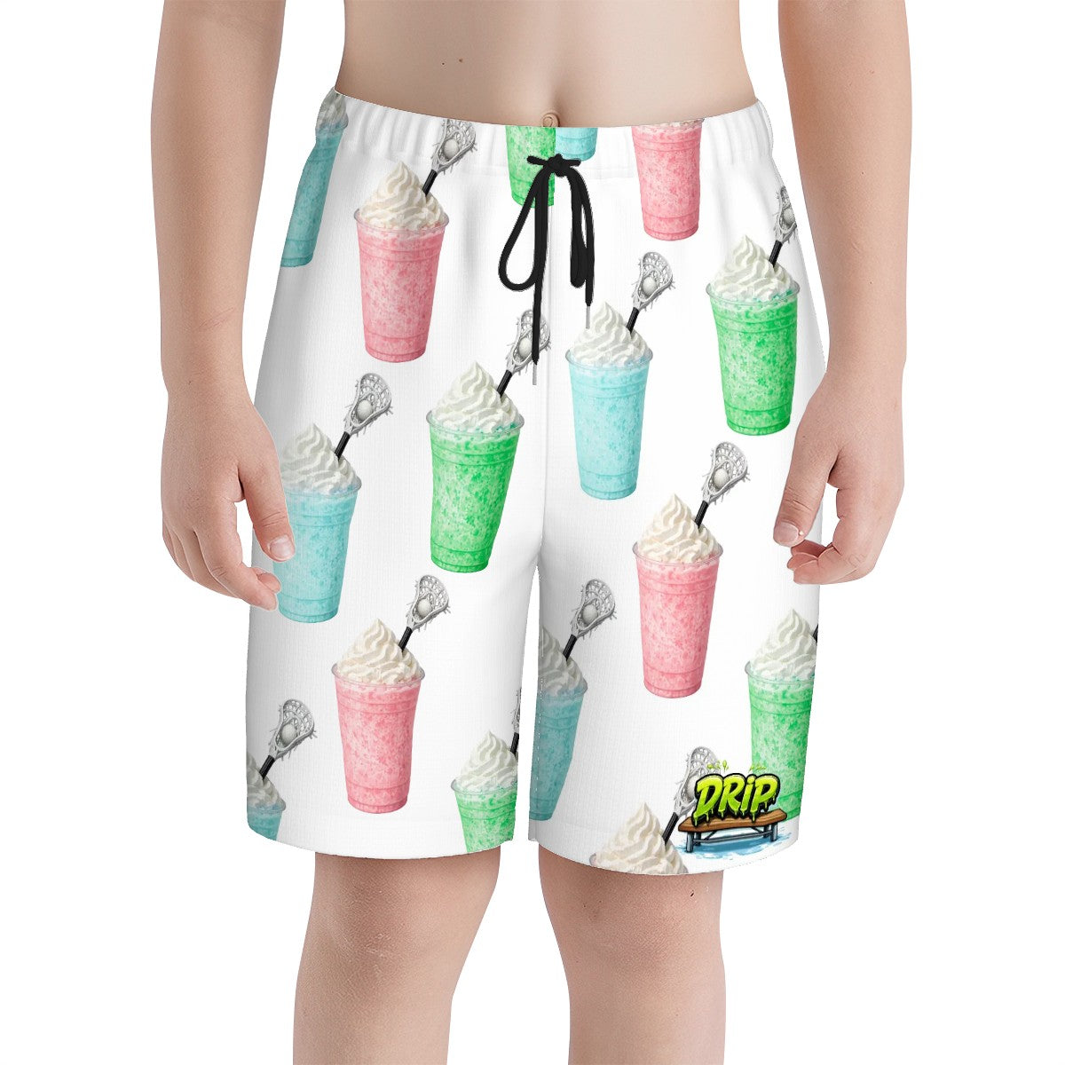 Youth Swim Shorts - Ice Cream Lacrosse White