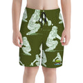Youth Swim Shorts - Baseball Catcher Army Green