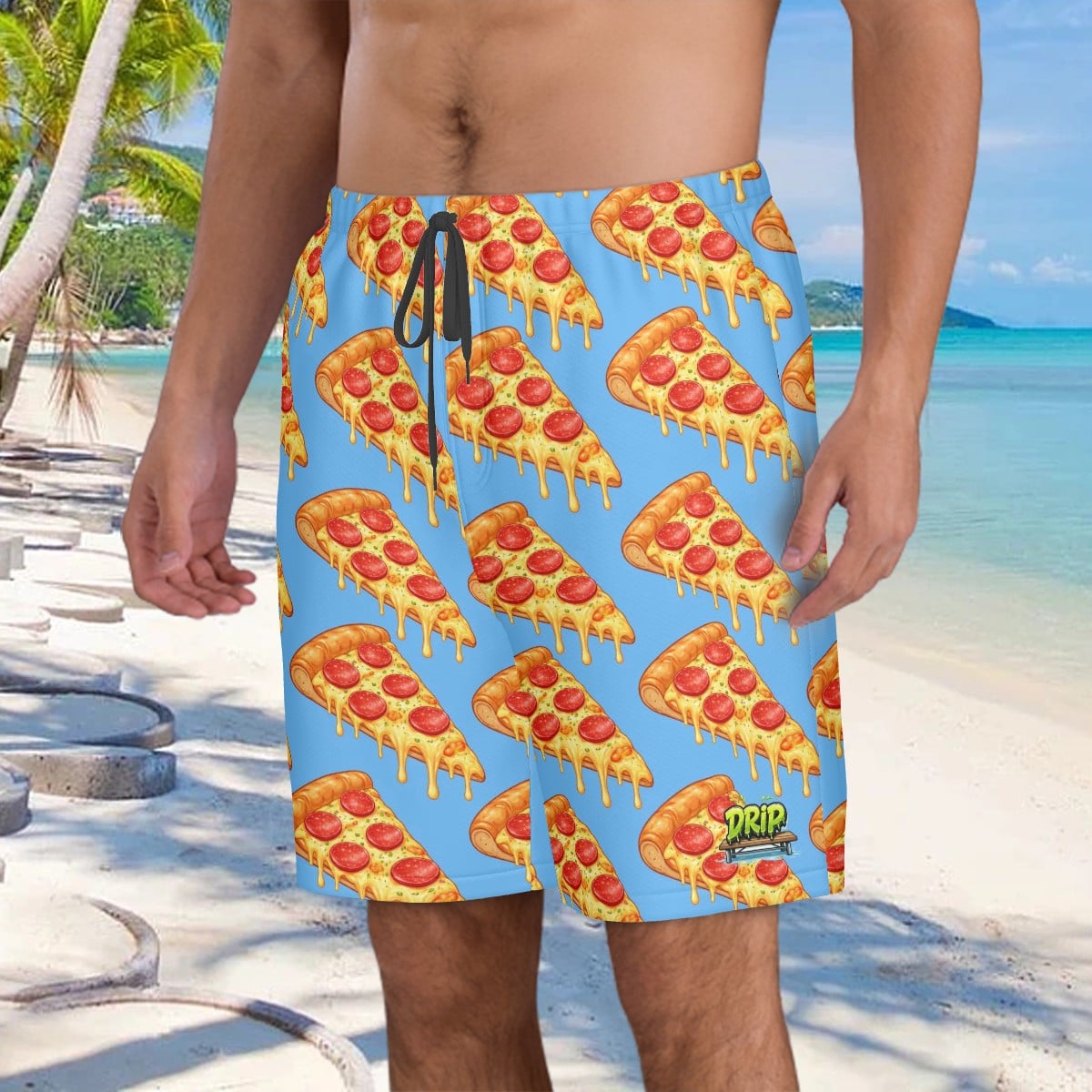 Men/Teen Swim Shorts - Pizza Blue