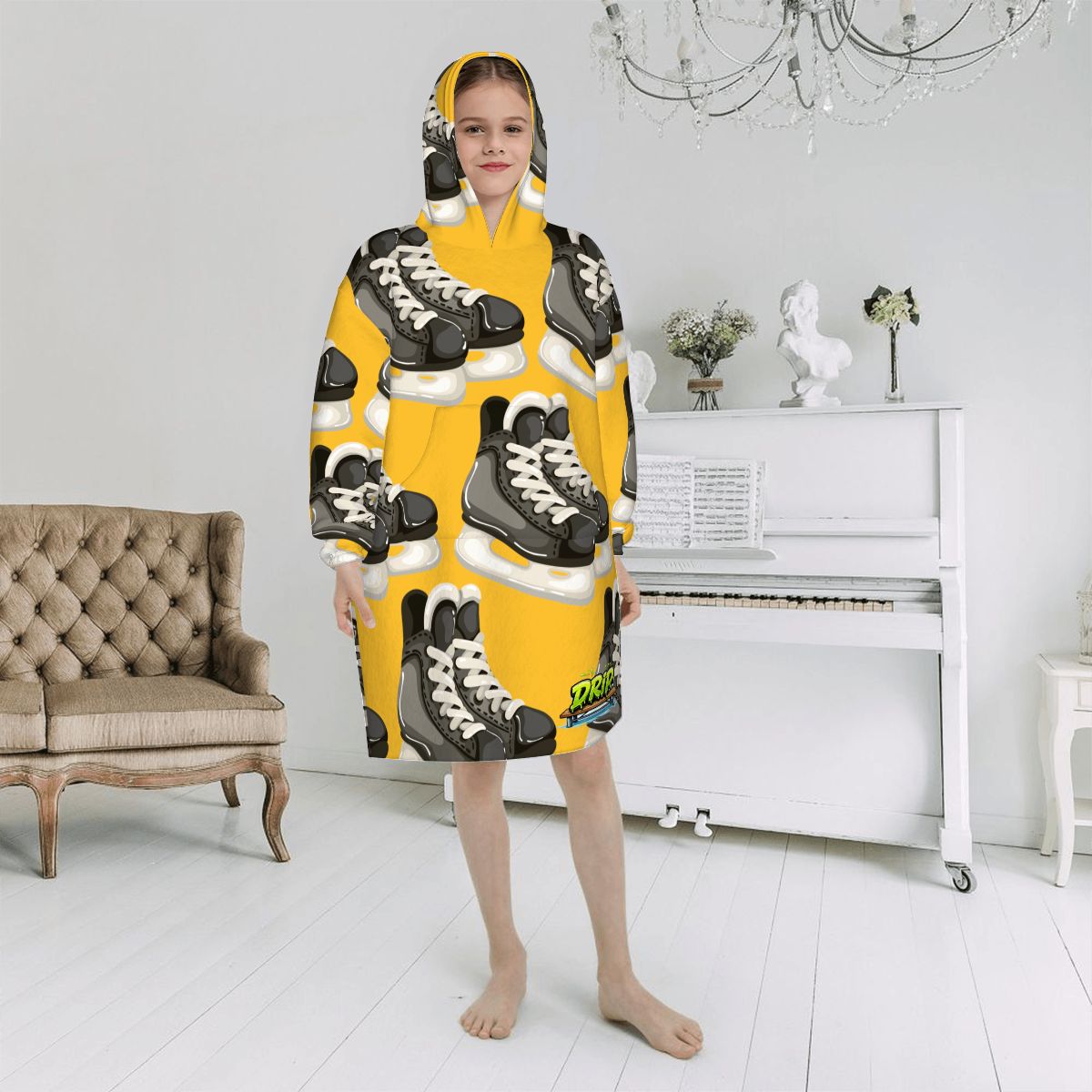 Youth Blanket Sweatshirt - Hockey Skates Gold
