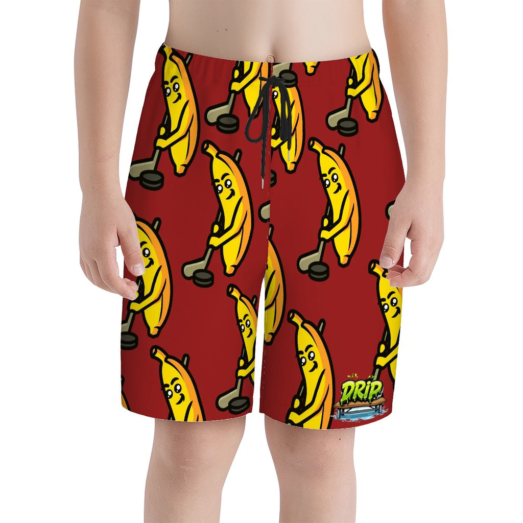 Youth Swim Shorts - Bananas for Hockey Classic Red