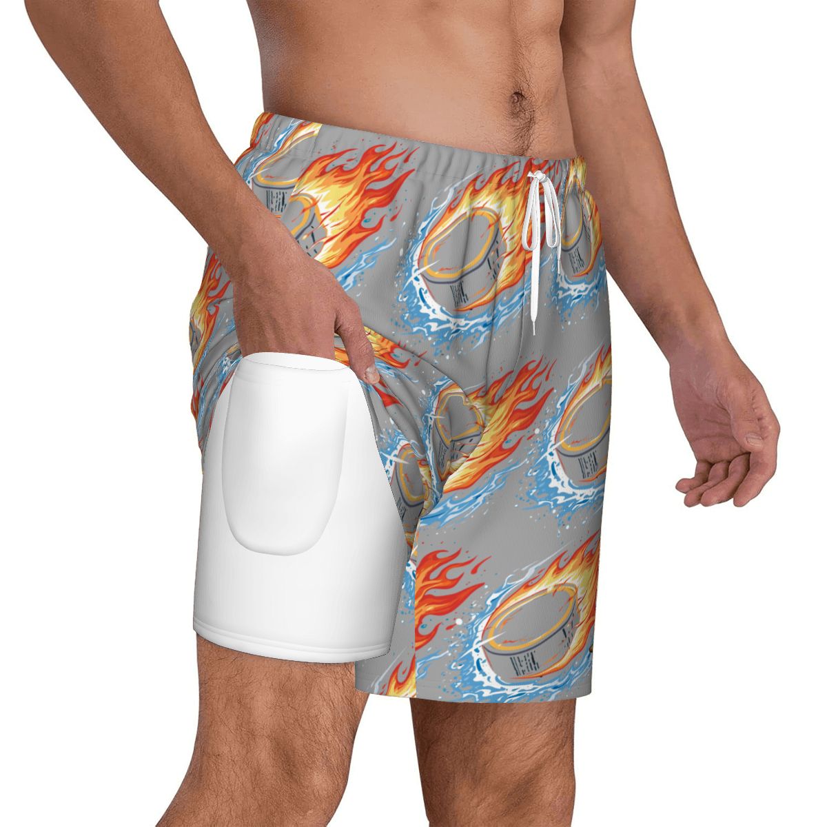 W2W Pro Mesh Hybrid Shorts - Flamin Hockey Pucks Grey