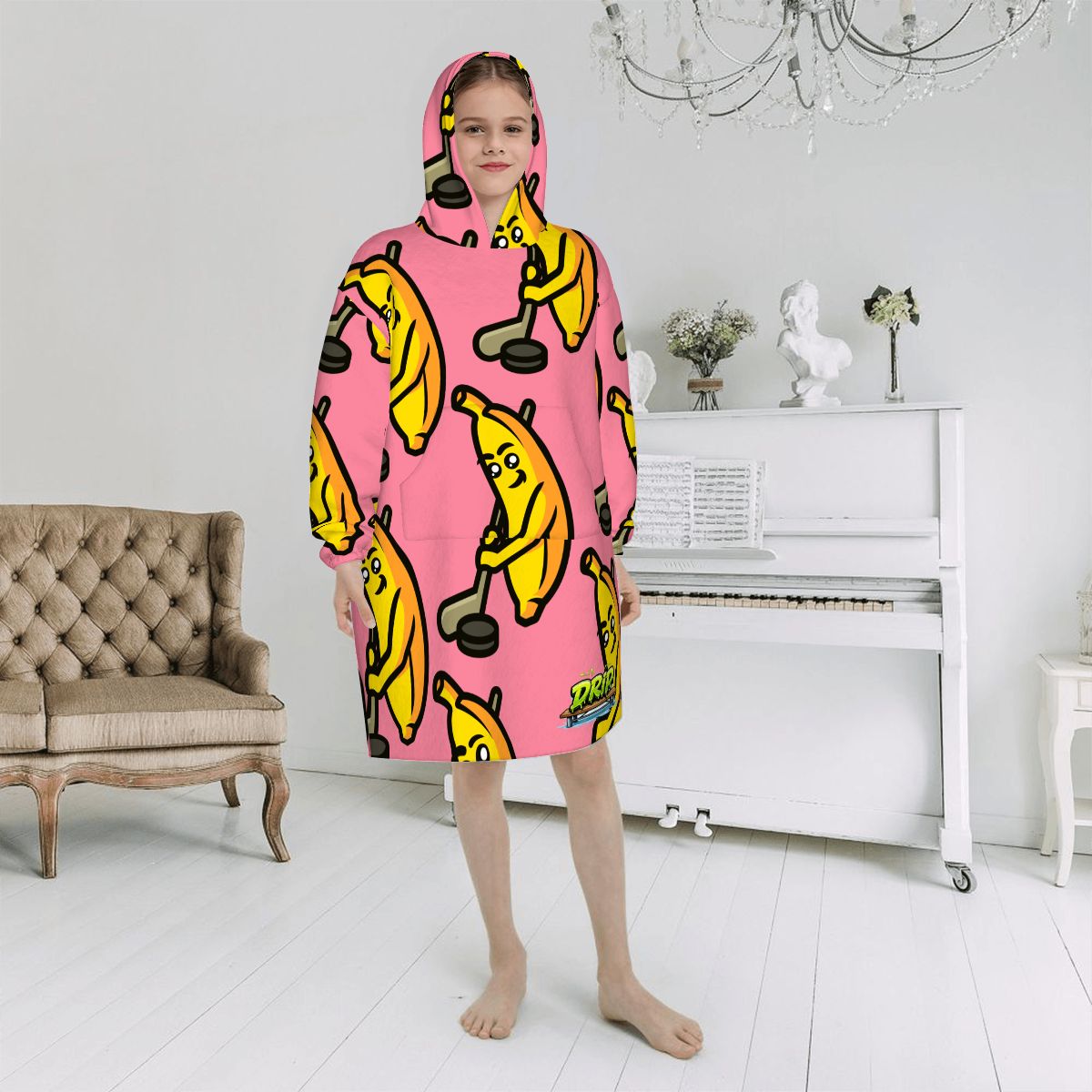 Youth Blanket Sweatshirt - Bananas for Hockey Pink