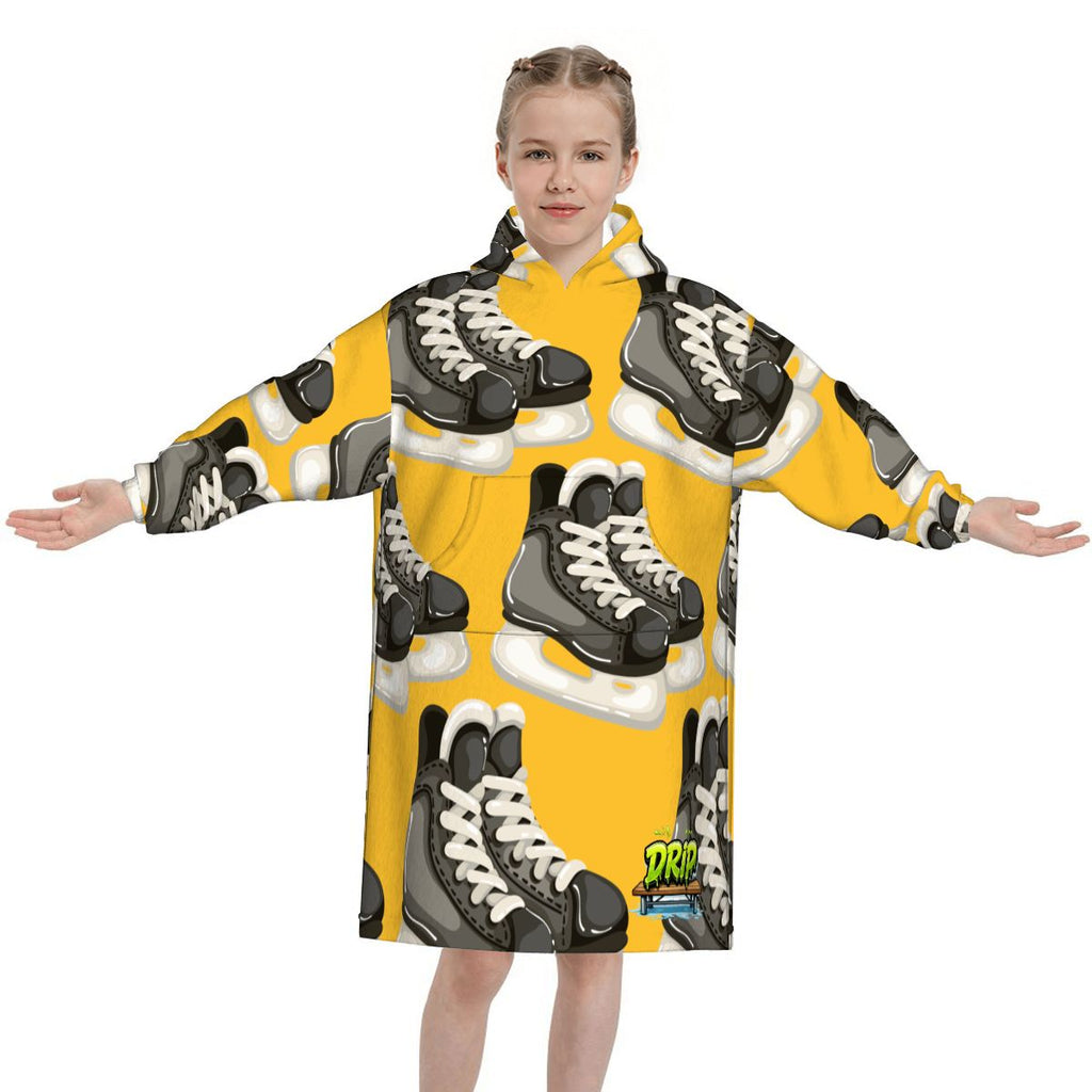 Youth Blanket Sweatshirt - Hockey Skates Gold