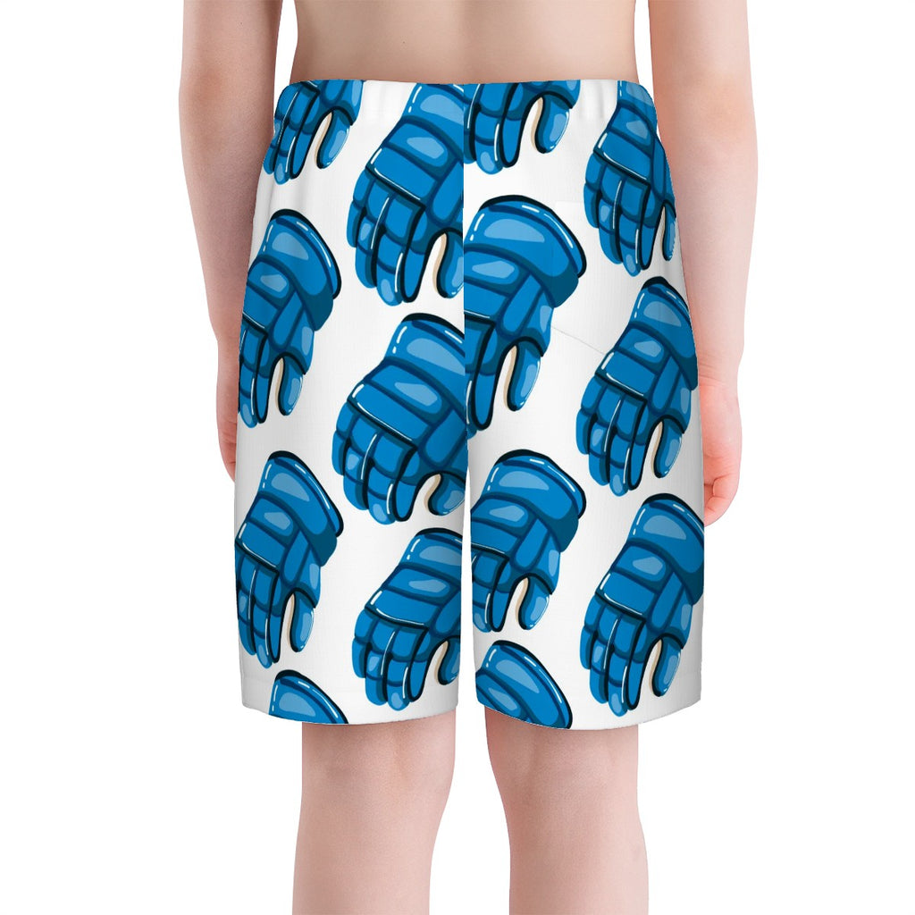 Youth Swim Shorts - Blue Hockey Gloves White