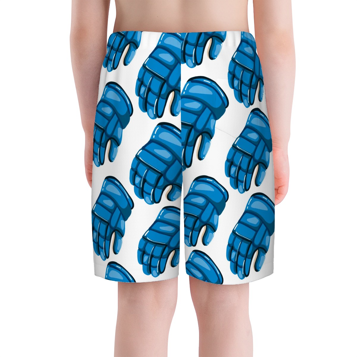 Youth Swim Shorts - Blue Hockey Gloves White