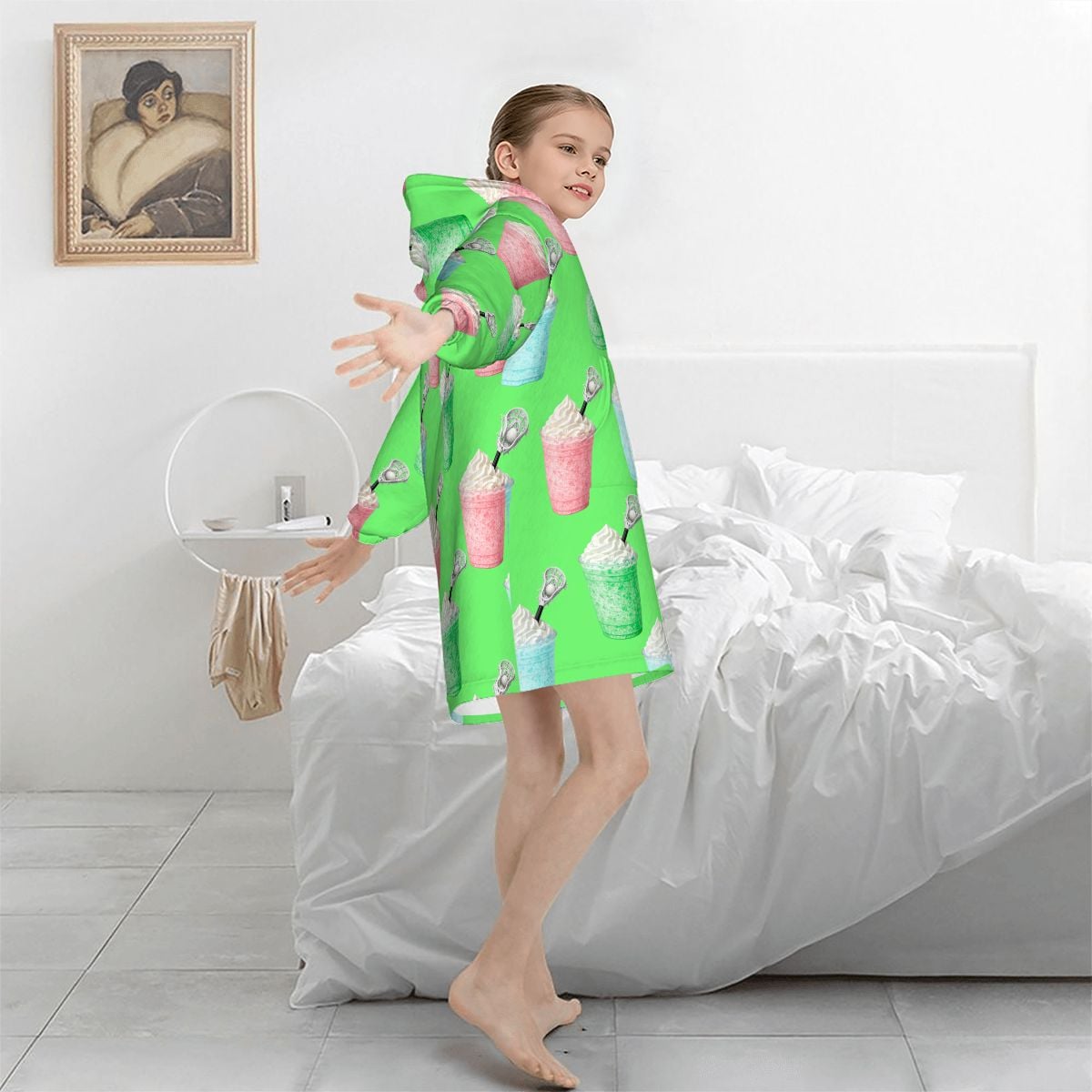 Youth Blanket Sweatshirt - Ice Cream Lacrosse Hot Green