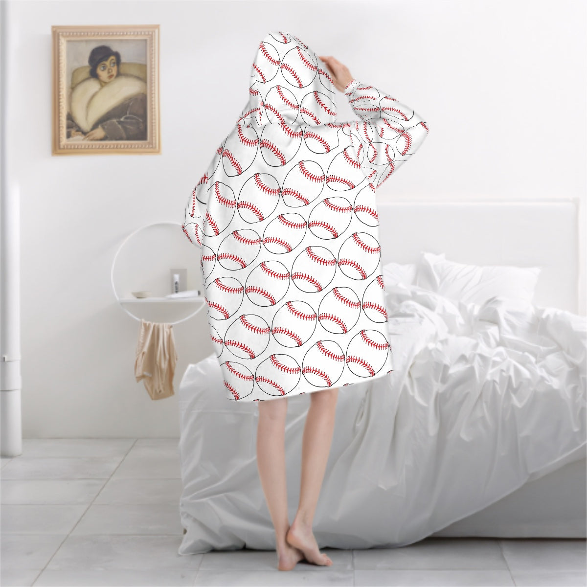 Adult Blanket Sweatshirt - Classic Baseball White