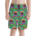 Youth Swim Shorts - Cheeseburger and Hockey Sauce Green