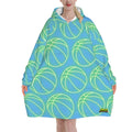Adult Blanket Sweatshirt - Neon Basketballs Blue