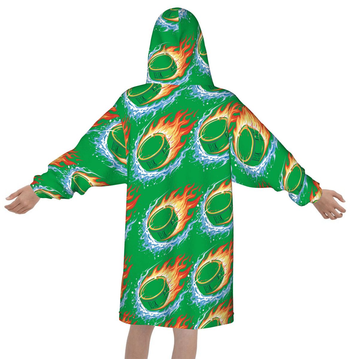Youth Blanket Sweatshirt - Flamin Hockey Pucks Classic Green
