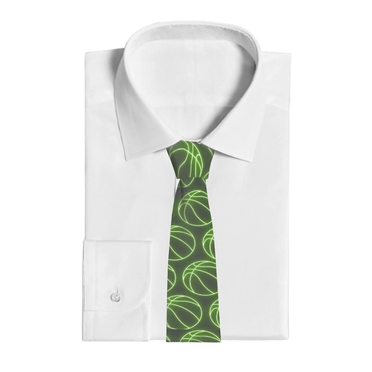 Game Day Tie - Neon Green Basketballs Charcoal