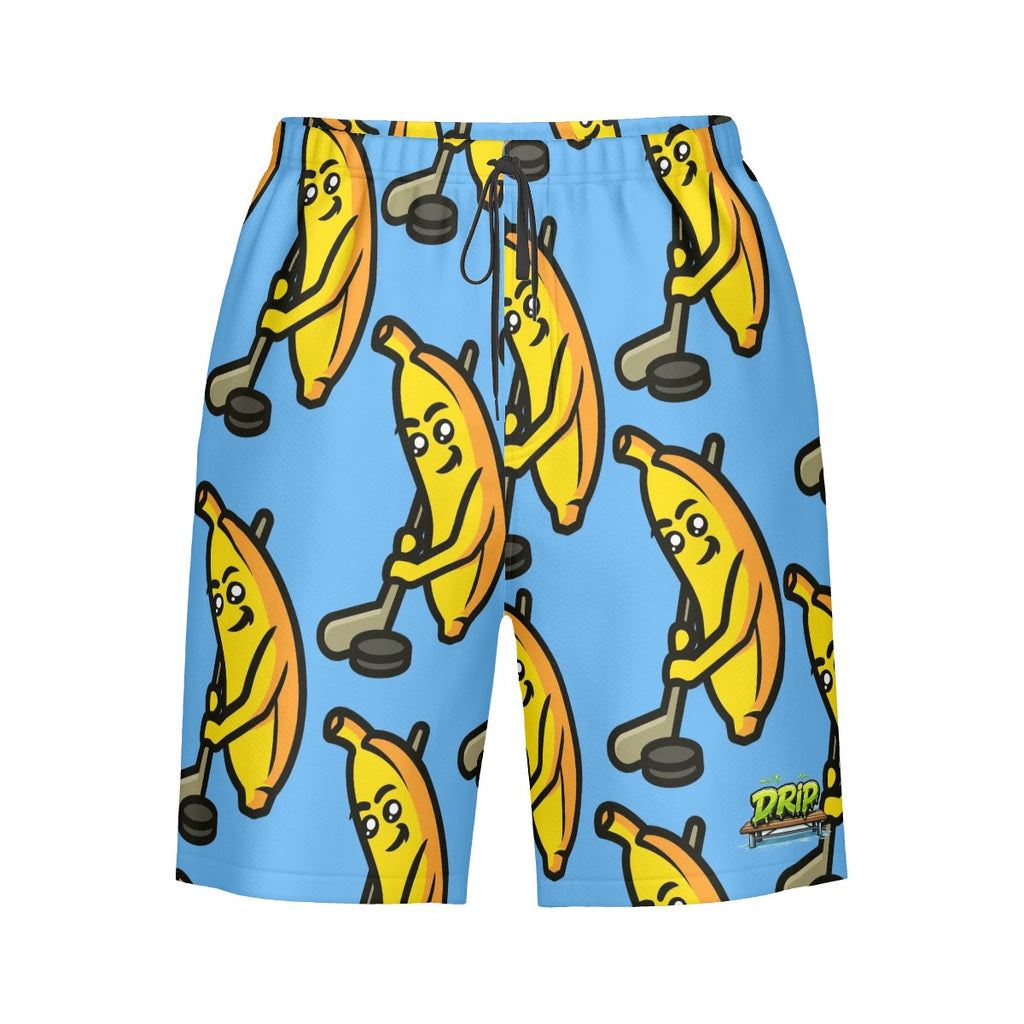 Men/Teen Swim Shorts - Bananas for Hockey Sky Blue