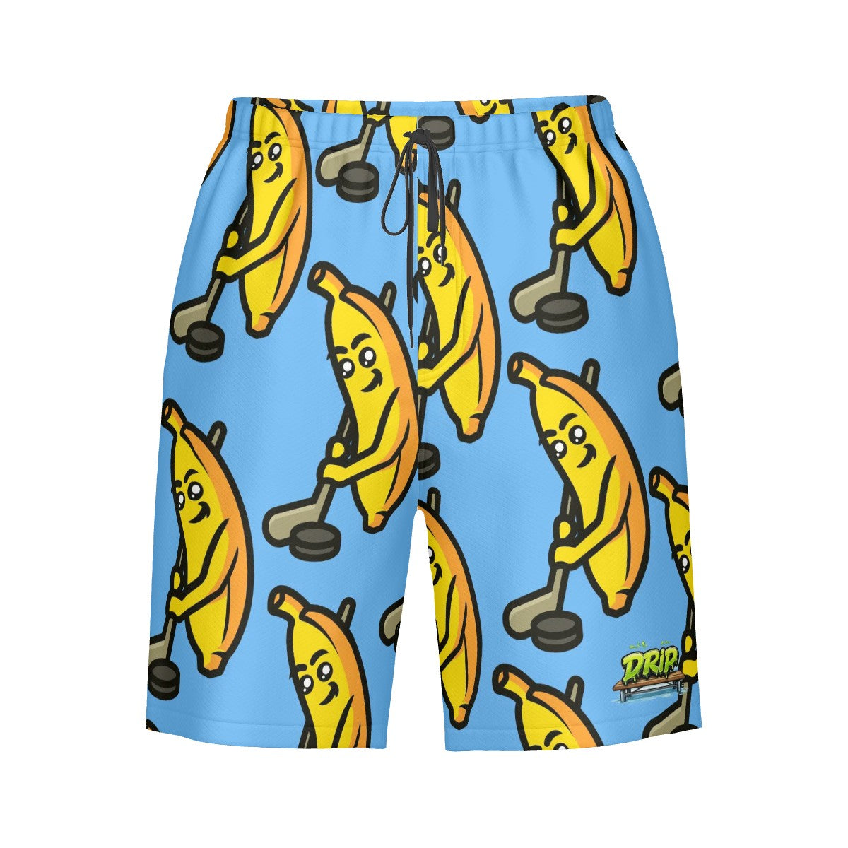 Men/Teen Swim Shorts - Bananas for Hockey Sky Blue
