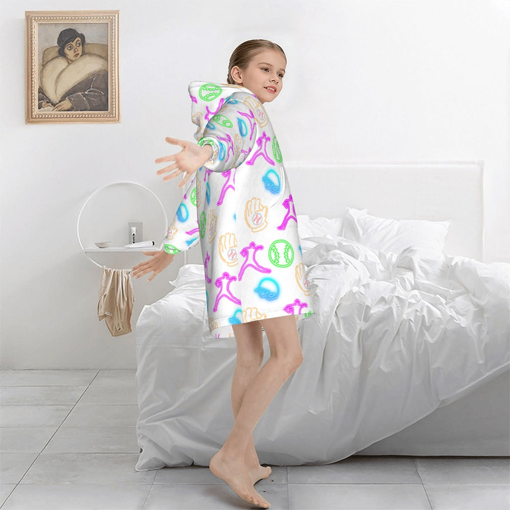 Youth Blanket Sweatshirt - White Neon Lights