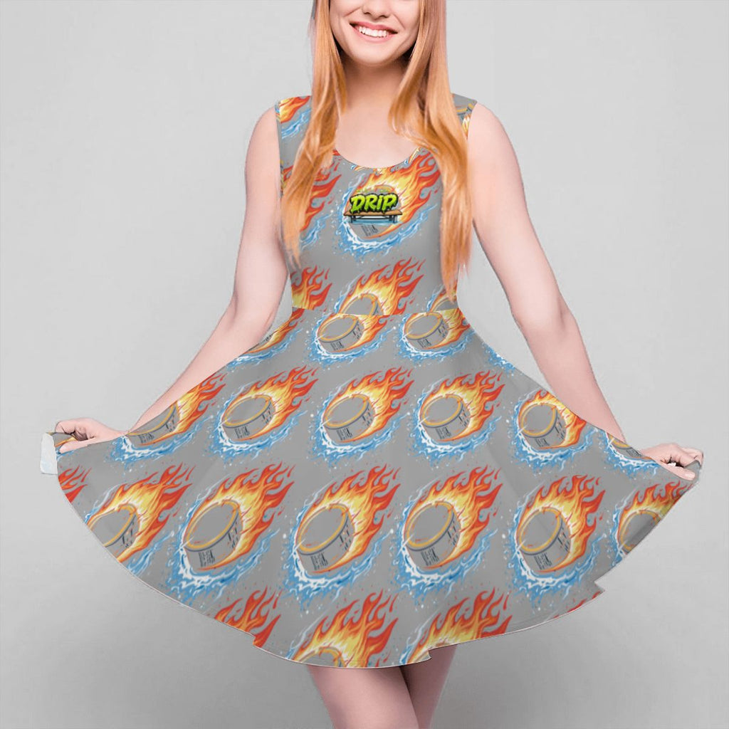 Women's Game Day Dress - Flamin Hockey Pucks Grey