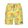 Men/Teen Swim Shorts - Flamin Hockey Pucks Yellow