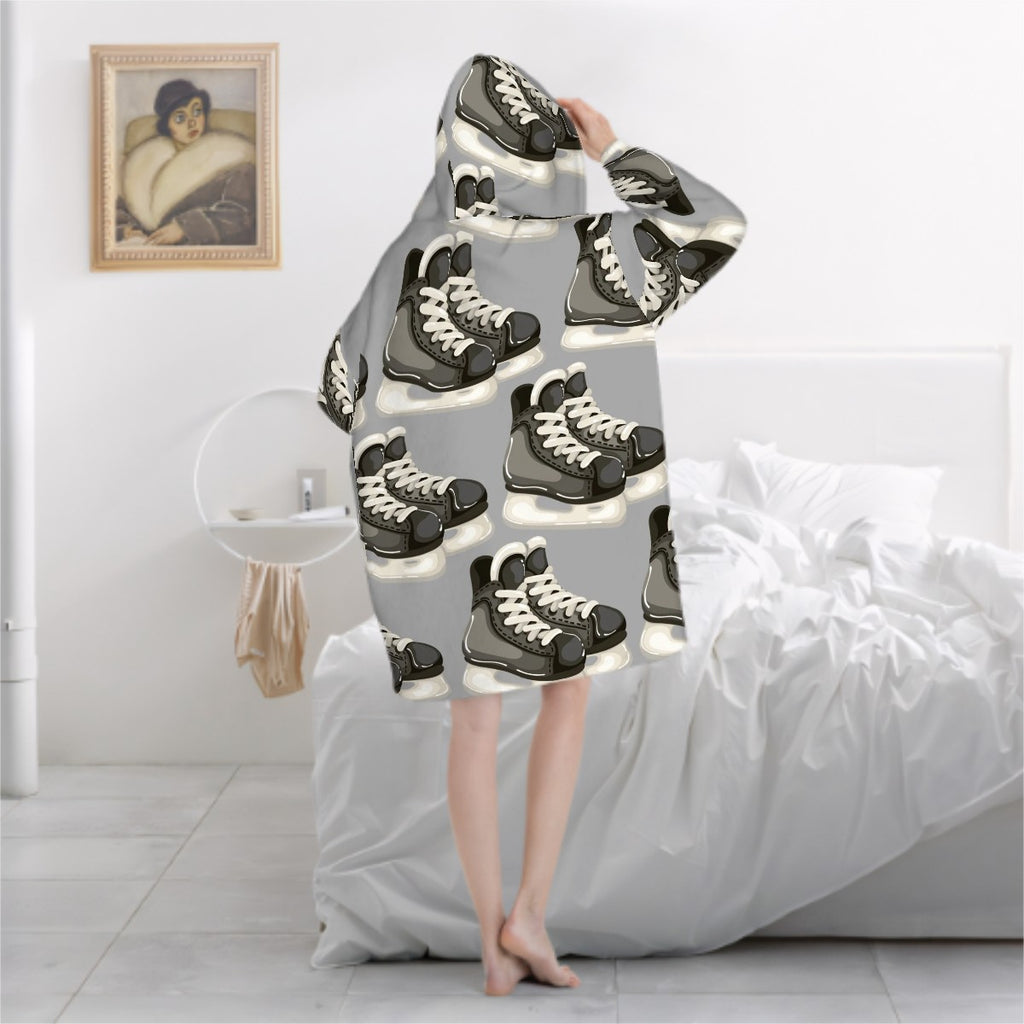 Adult Blanket Sweatshirt - Hockey Skates Grey