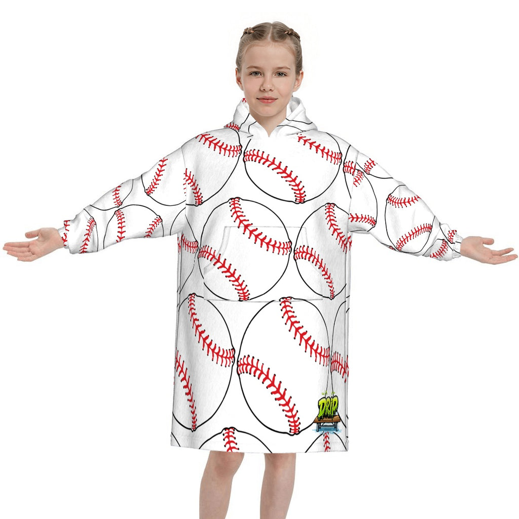 Youth Blanket Sweatshirt - Baseballs Classic White