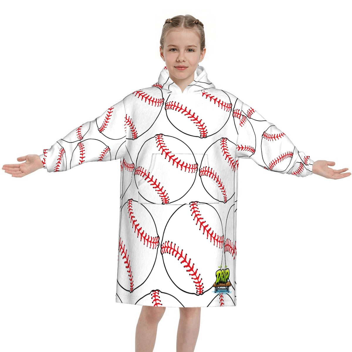 Youth Blanket Sweatshirt - Baseballs Classic White