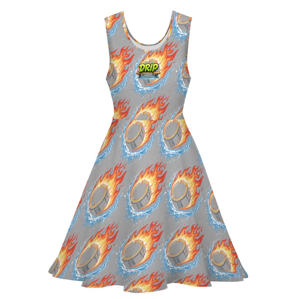 Women's Game Day Dress - Flamin Hockey Pucks Grey