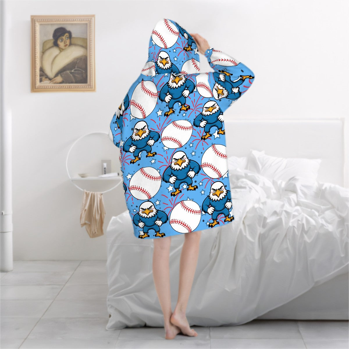 Adult Blanket Sweatshirt - Stars and Strikes Sky Blue