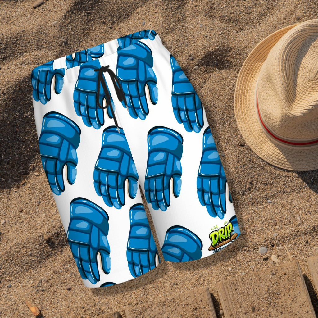 Youth Swim Shorts - Blue Hockey Gloves White