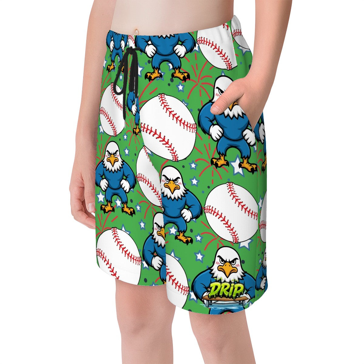 Youth Swim Shorts - Stars and Strikes Green