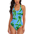 Cross-Back One Piece Swimsuit Women - Hockey Guys Blue