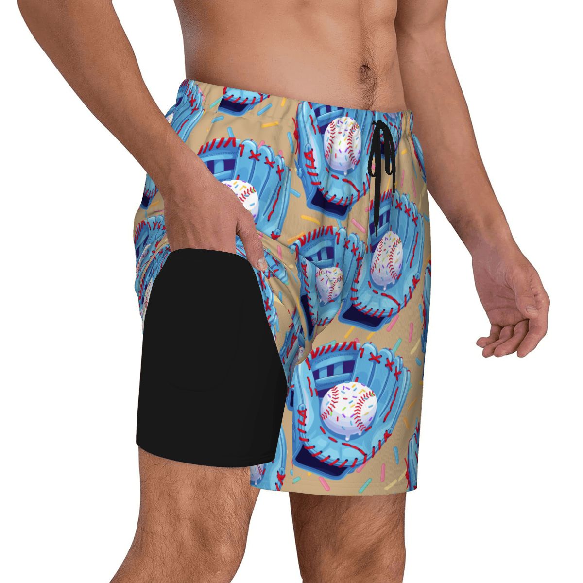 W2W Pro Mesh Hybrid Shorts - Baseball Sprinkles Drip Beige