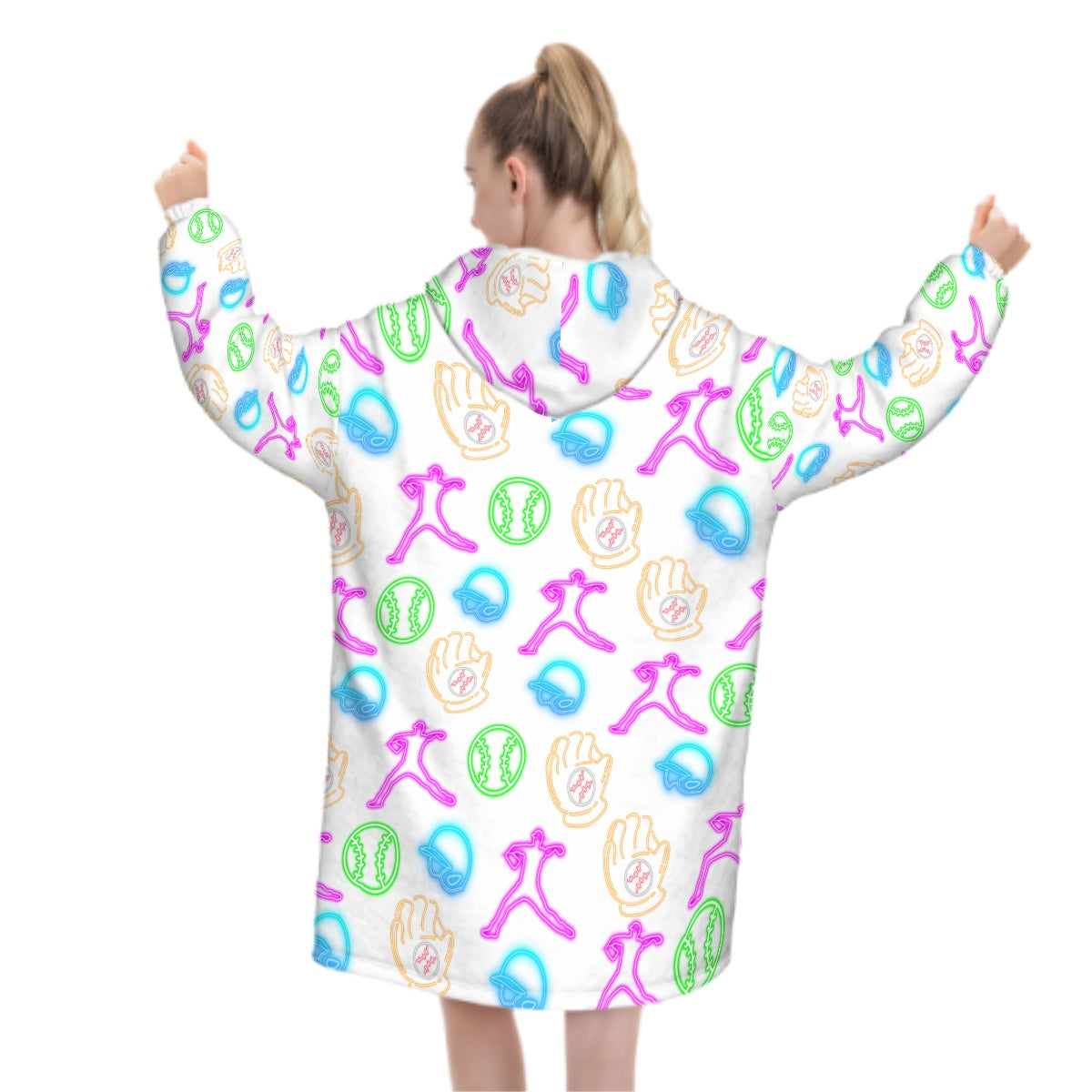 Adult Blanket Sweatshirt - White Neon Lights