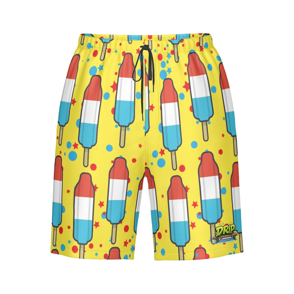 Men/Teen Swim Shorts - Red White and Blue Pop Yellow