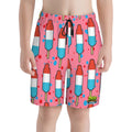 Youth Swim Shorts - Red White and Blue Pop Pink