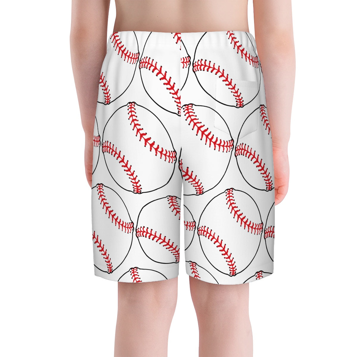 Youth Swim Shorts - Classic Baseball White