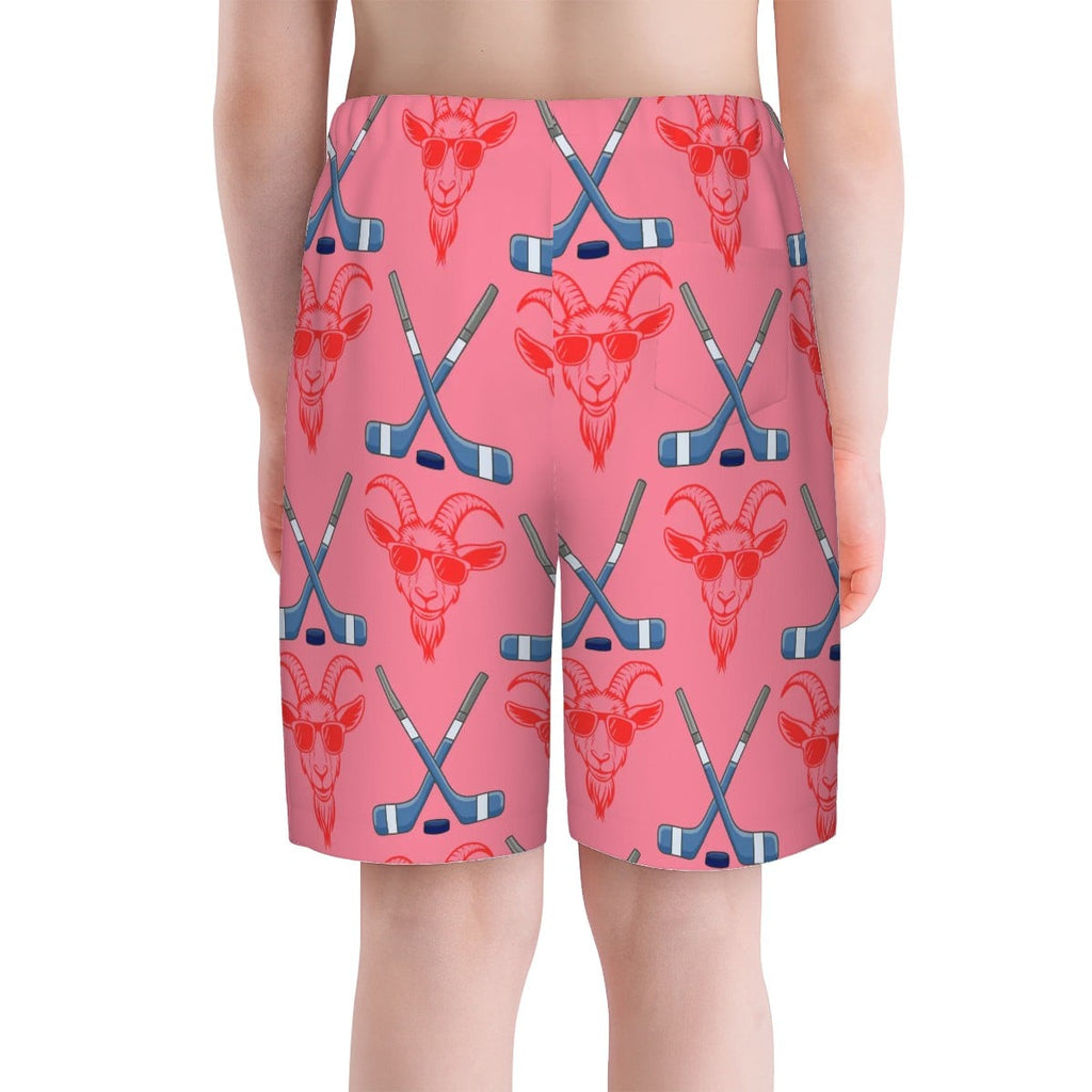Youth Swim Shorts - Goated Hockey Pink