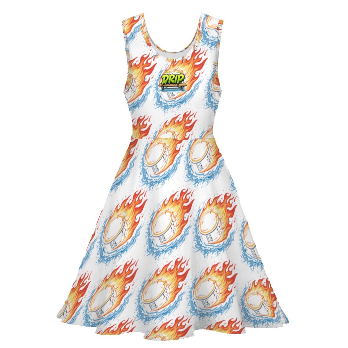 Women's Game Day Dress - Flamin Hockey Pucks White