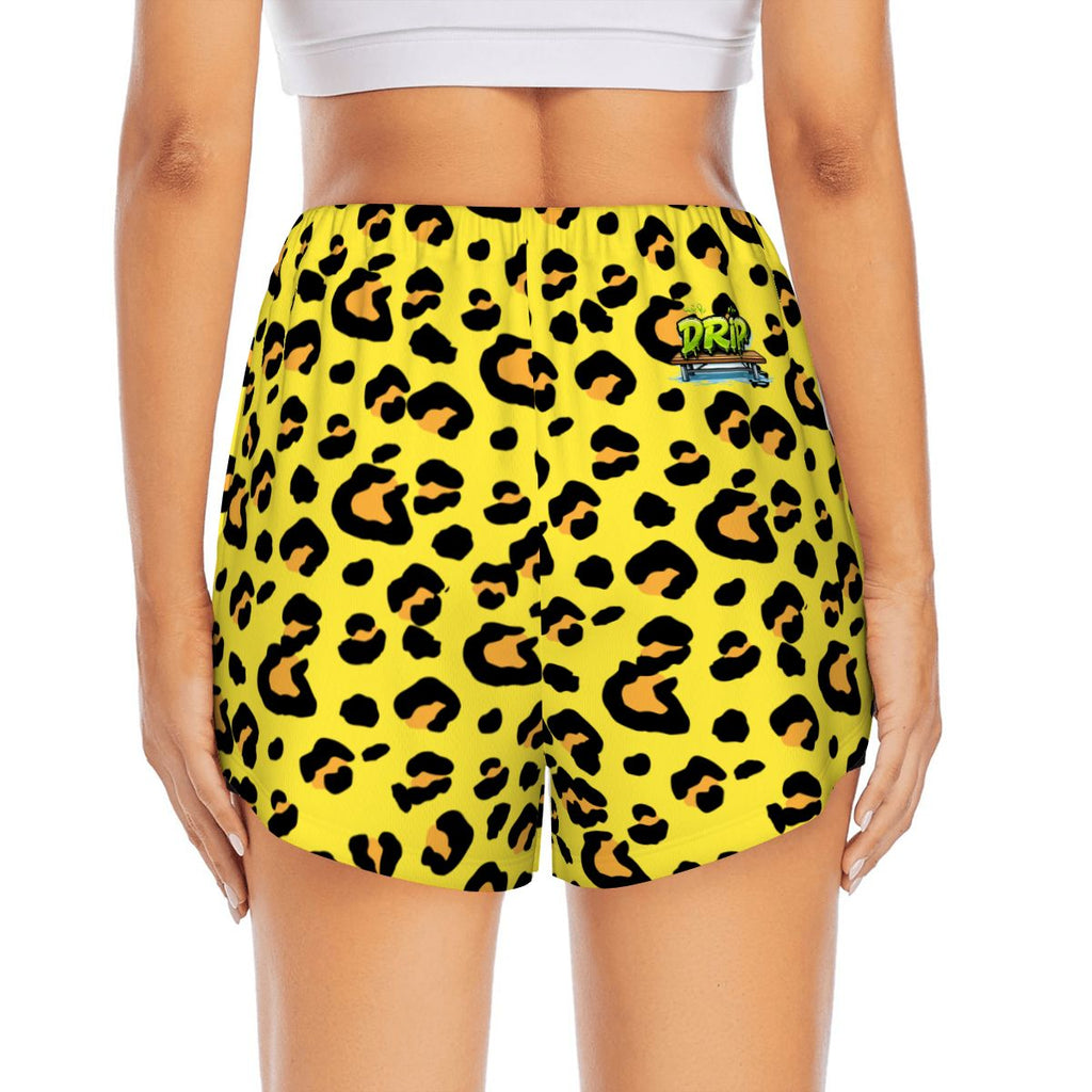 Drip Bench Women's Shorts - Leopard Yellow