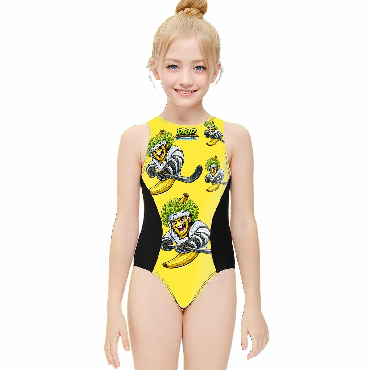 Girls One Piece Swimsuit - Banana Lettuce Flow
