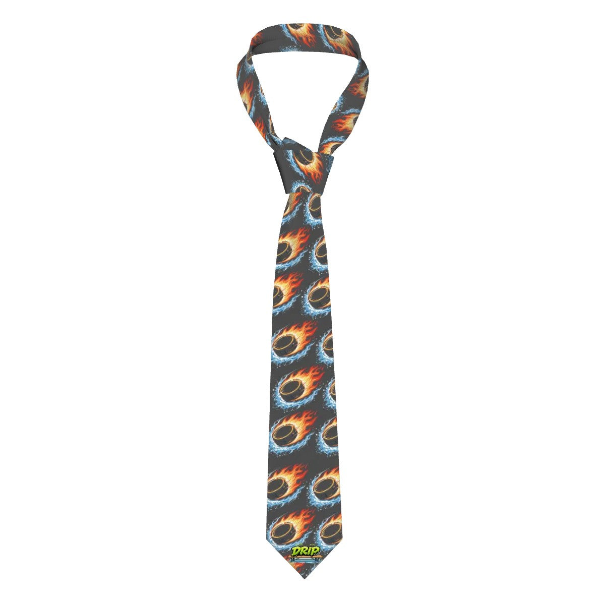 Game Day Tie - Flamin Hockey Puck Charcoal