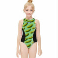 Girls One Piece Swimsuits - Drip Bench Pickled Green