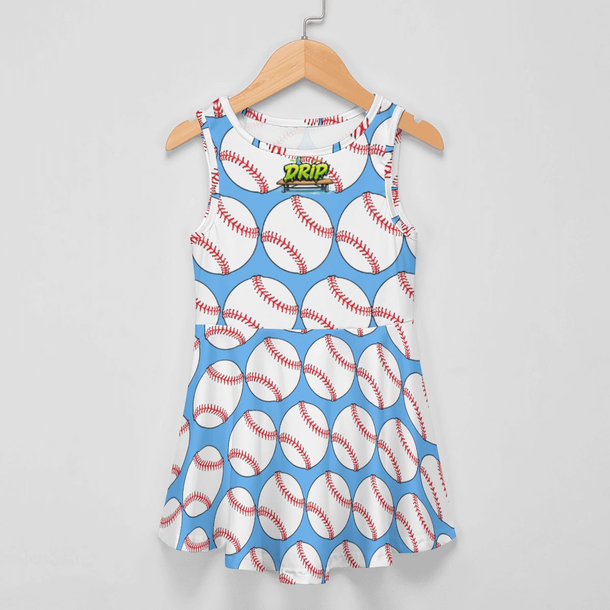 Girls Game Day Dress - Classic Baseball Blue