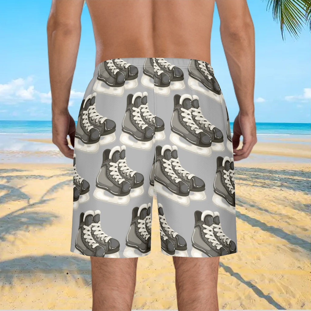 Men/Teen Swim Shorts - Hockey Skates Grey