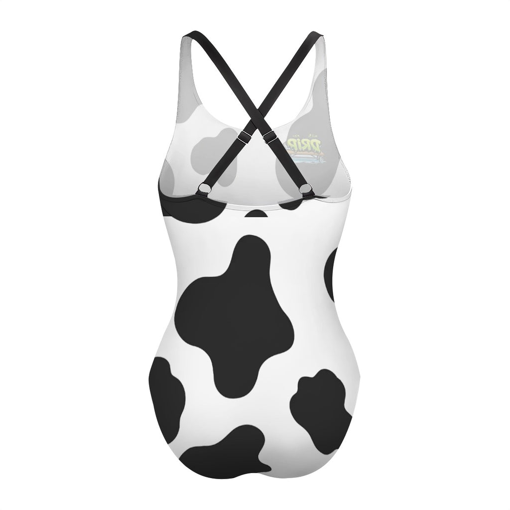 Cross-Back One Piece Swimsuit Women - Cow Tipping Drip