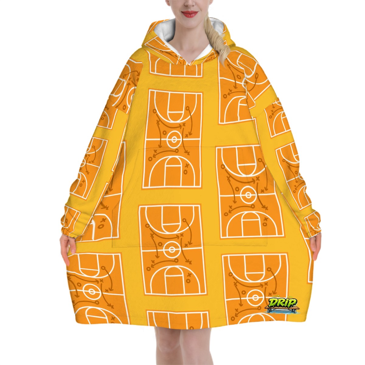 Adult Blanket Sweatshirt - Basketball Court Gold