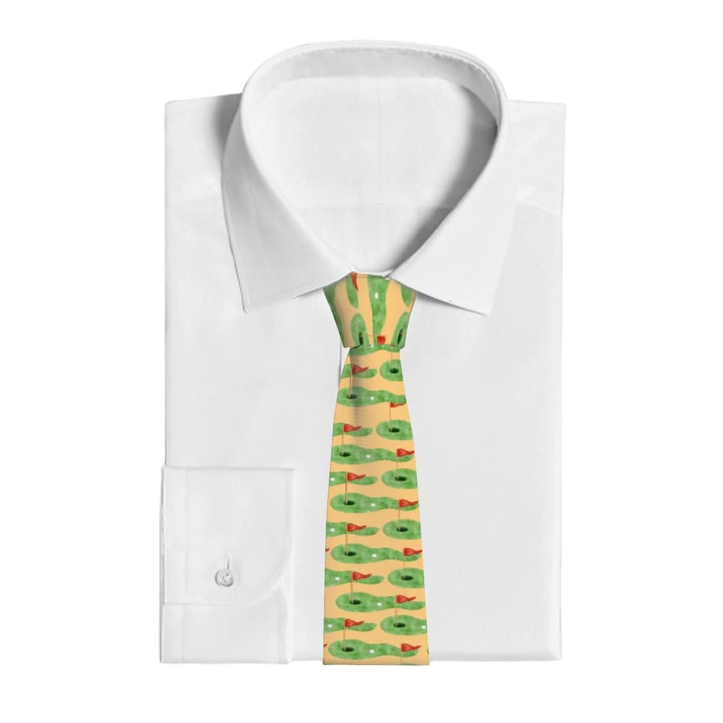 Game Day Tie - Golf Hole and Flag Gold