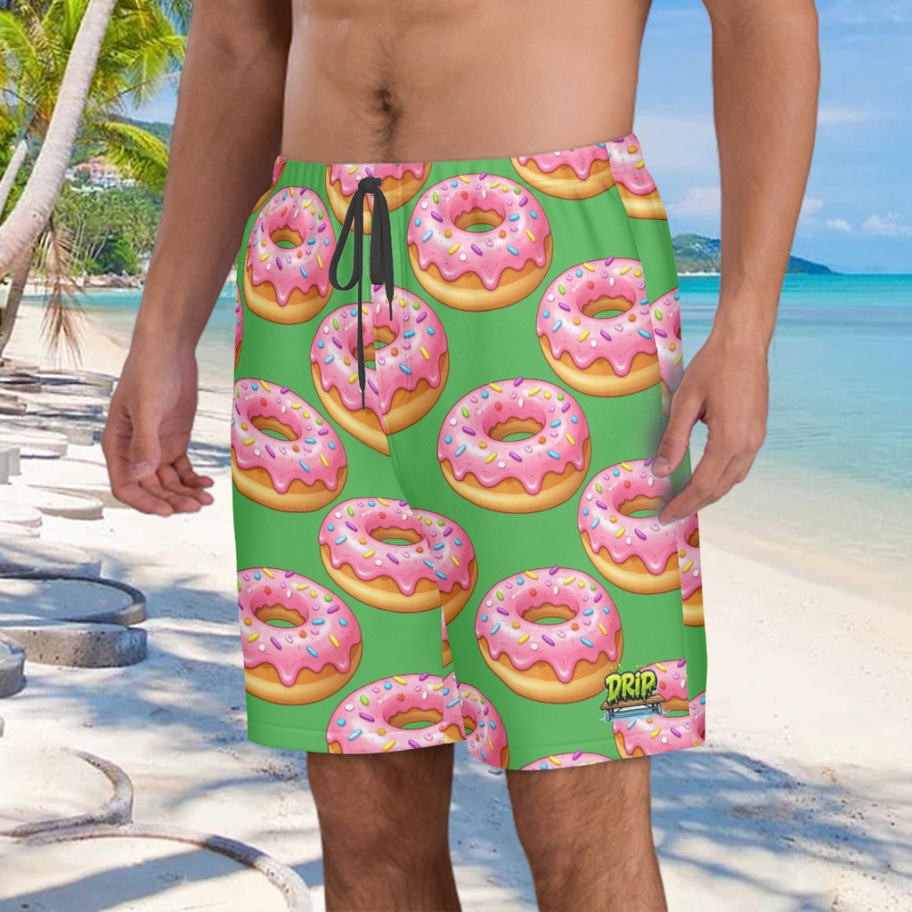 Men/Teen Swim Shorts - Donut Drip Green
