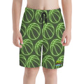 Youth Swim Shorts - Neon Basketballs Charcoal