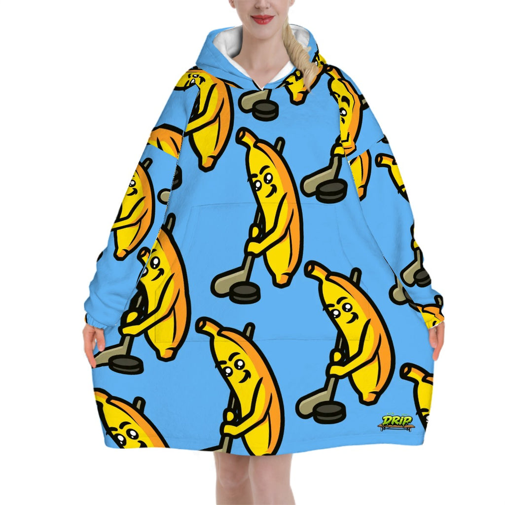 Adult Blanket Sweatshirt - Bananas for Hockey Sky Blue