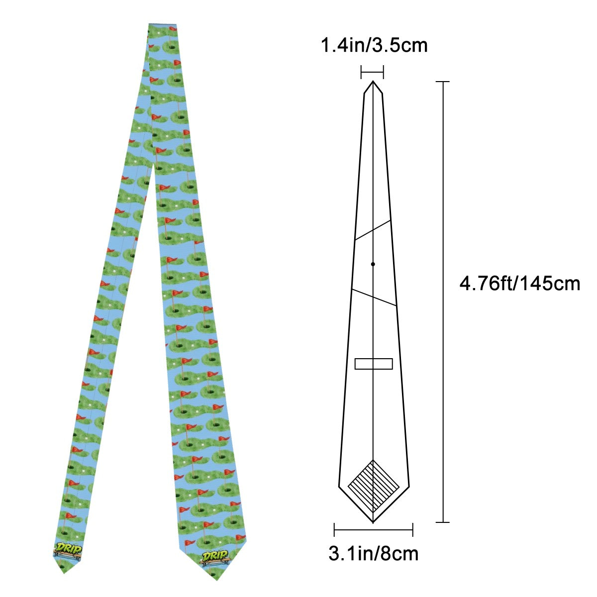 Game Day Tie - Golf Hole and Flag Blue